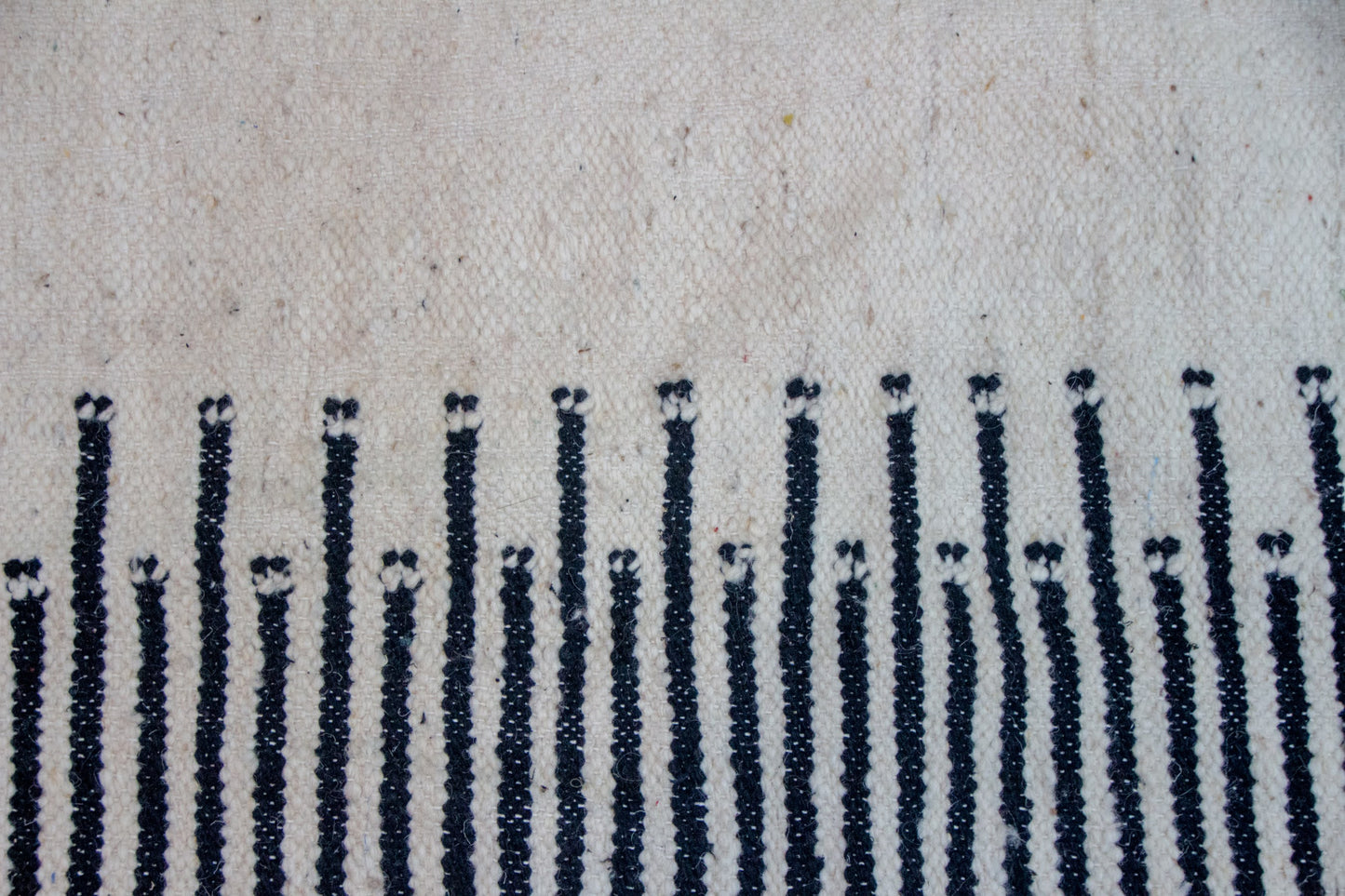 Zanafi Boujaad Flatweave — Indigo Ladder Border on Ivory