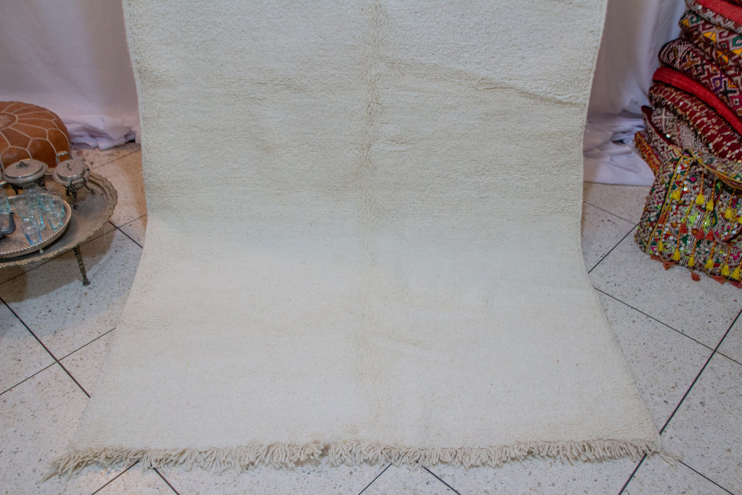 Beni Ourain Pile Rug — Ivory Ombré Abrash