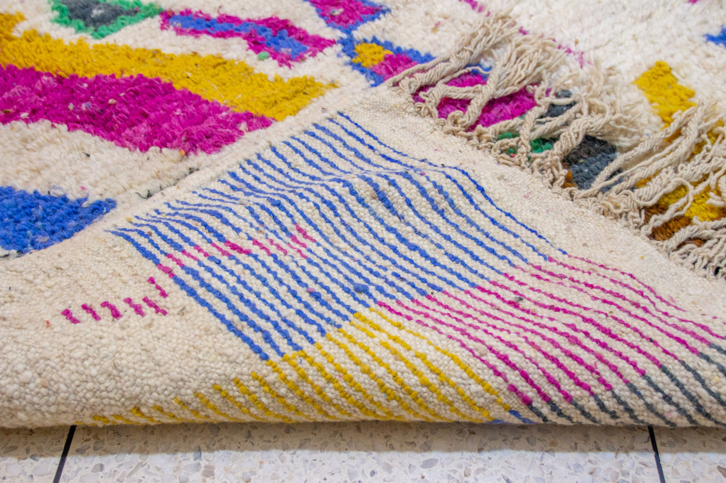 Boujaad Abstract Collage — Ivory Ground with Vivid Blocks