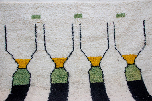 Boujaad Geometric Totems — Ivory Ground with Pink, Green & Saffron