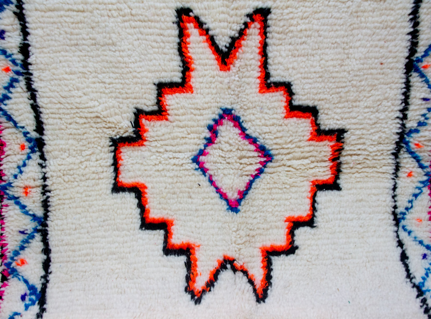 Azilal Star Medallion — Ivory Field with Neon Guard
