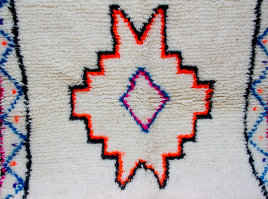 Azilal Star Medallion — Ivory Field with Neon Guard