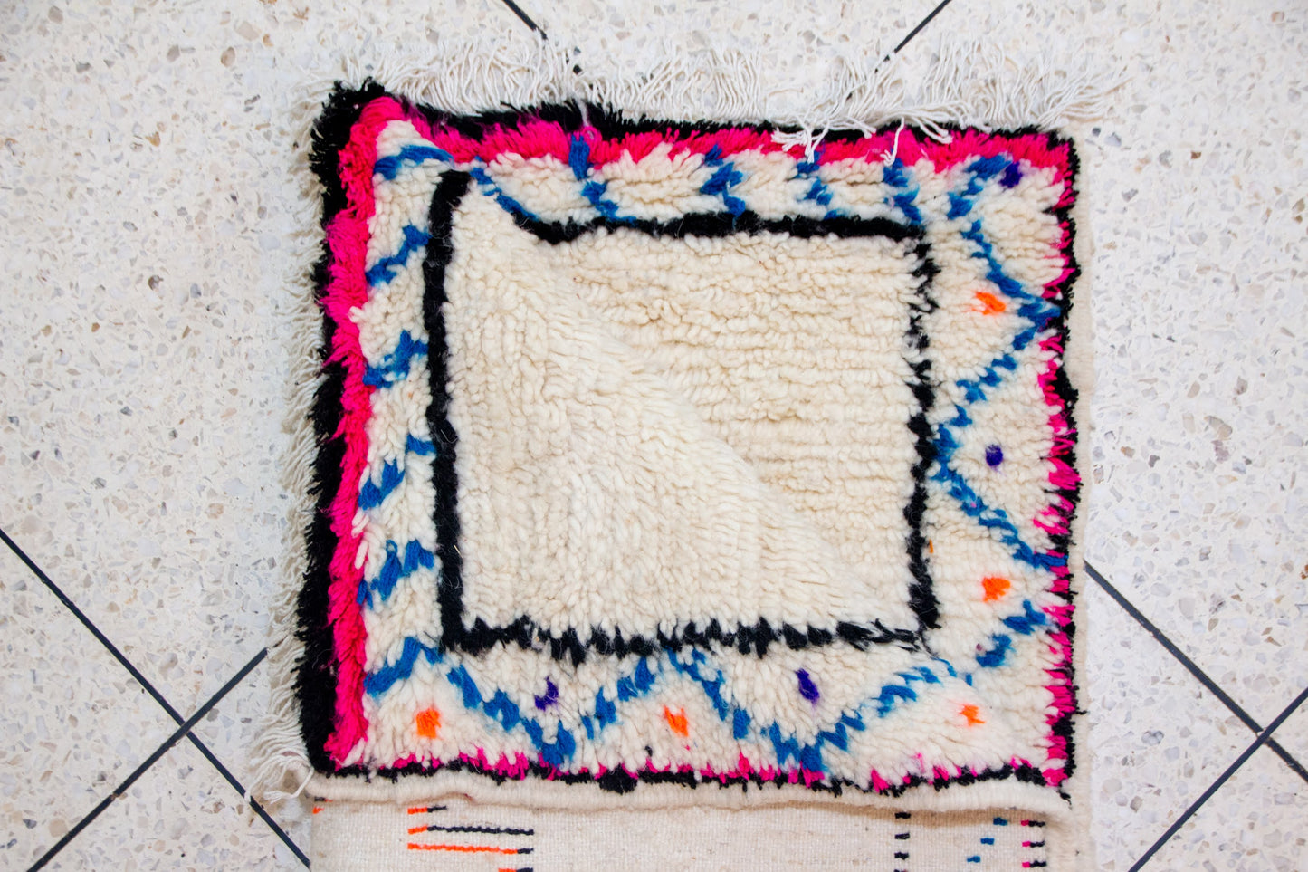 Azilal Star Medallion — Ivory Field with Neon Guard