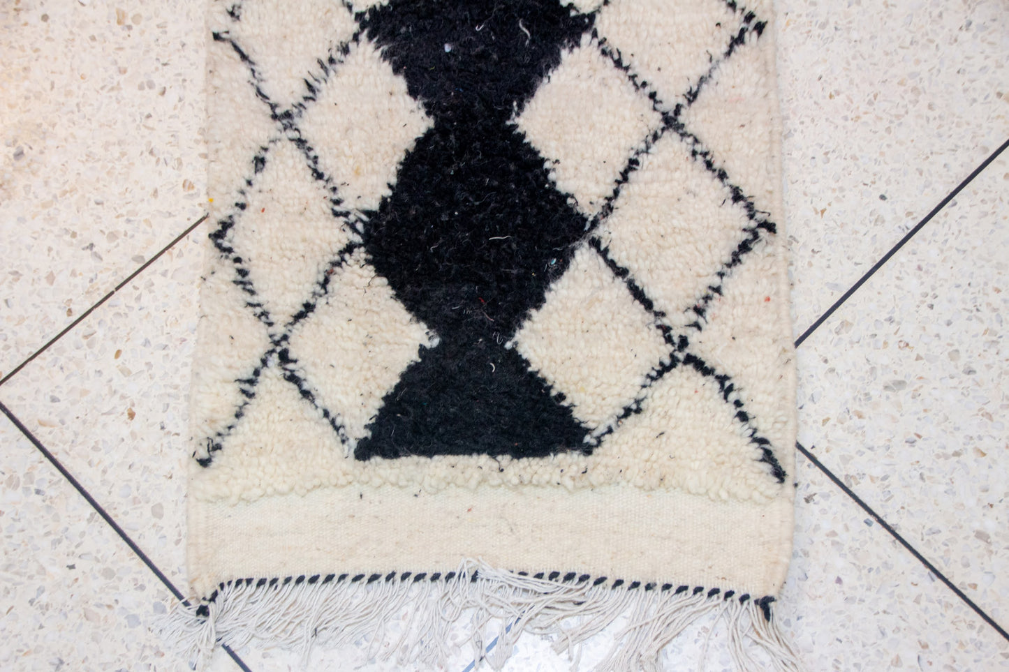 Beni Ourain Runner — Ivory Field with Charcoal Spine
