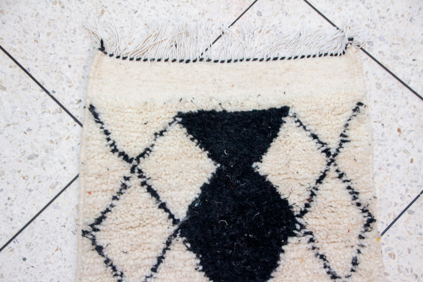 Beni Ourain Runner — Ivory Field with Charcoal Spine