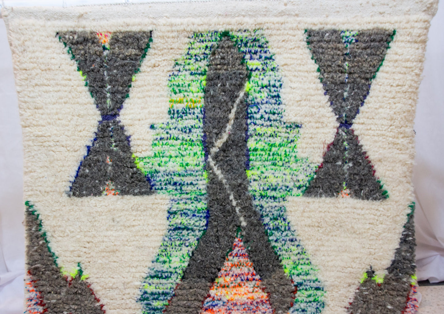 Azilal Runner — Ivory Field with Neon Hourglass Motifs
