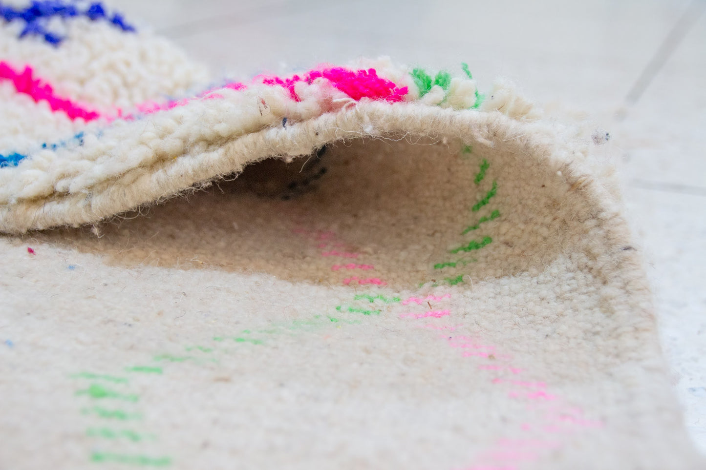 Azilal Square Rug — Ivory with Neon Lozenges