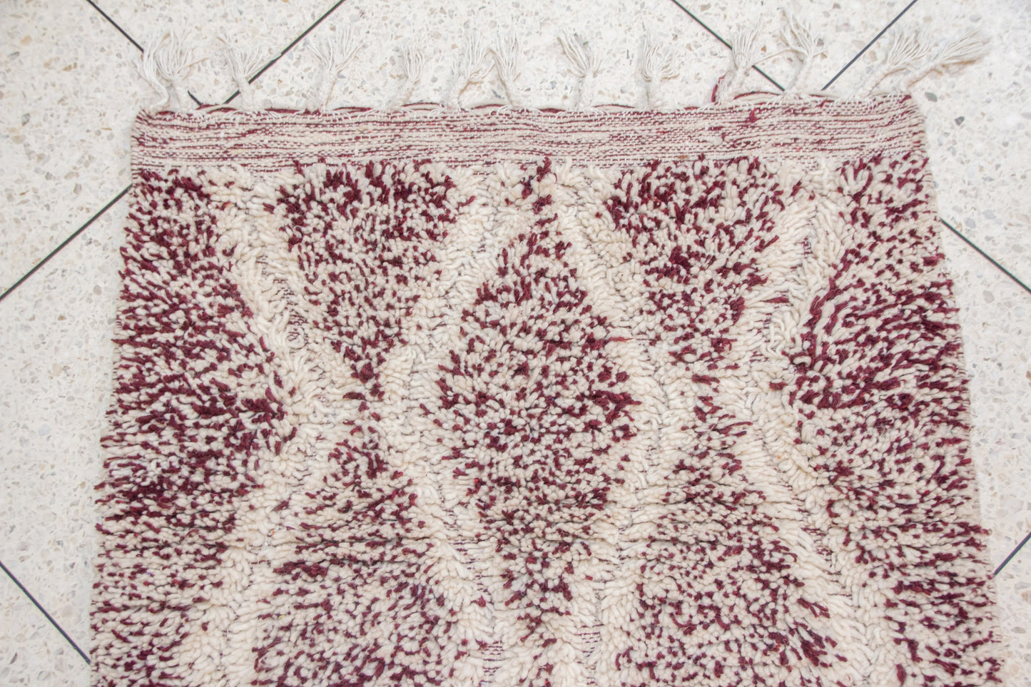 Marmoucha Diamond Cascade — Crimson Ground with Ivory Lattice