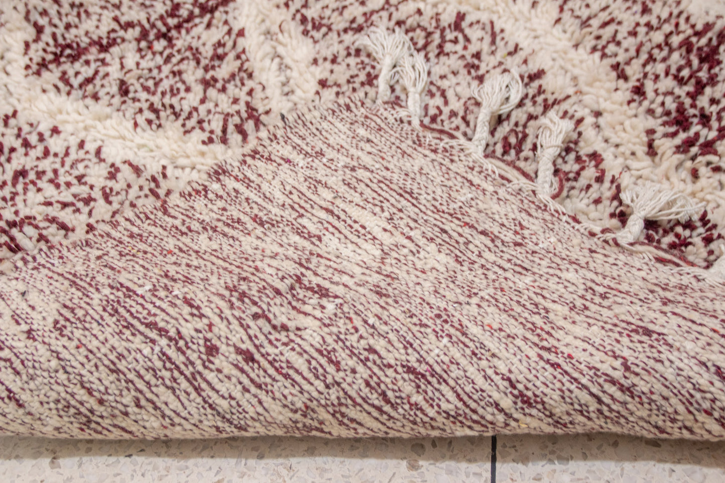Marmoucha Diamond Cascade — Crimson Ground with Ivory Lattice