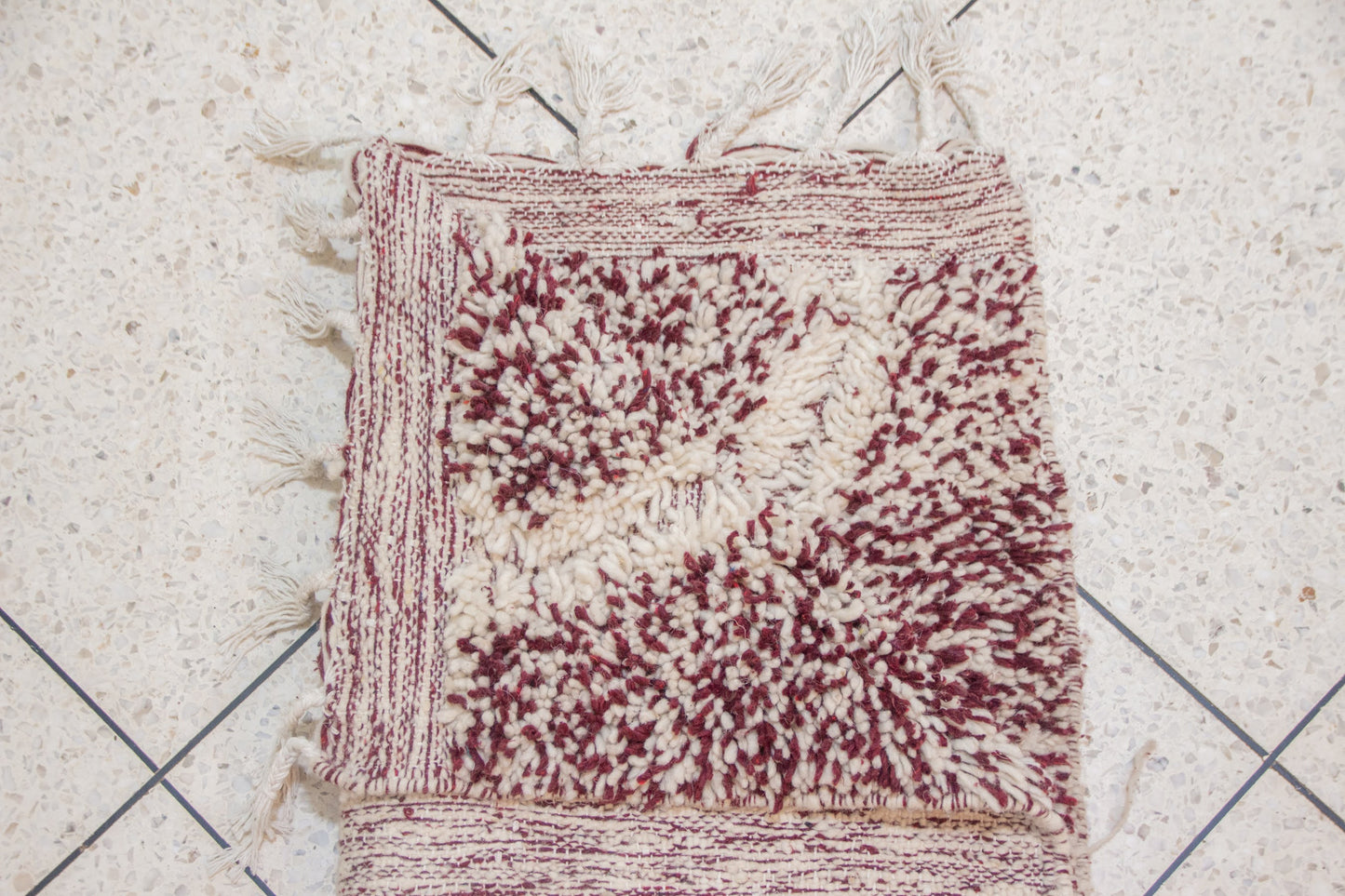 Marmoucha Diamond Cascade — Crimson Ground with Ivory Lattice