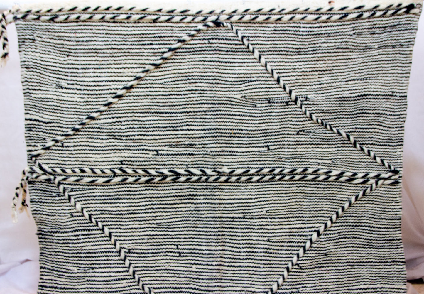 Zanafi Boujaad Kilim — Midnight Indigo Diagonal Panel Weave