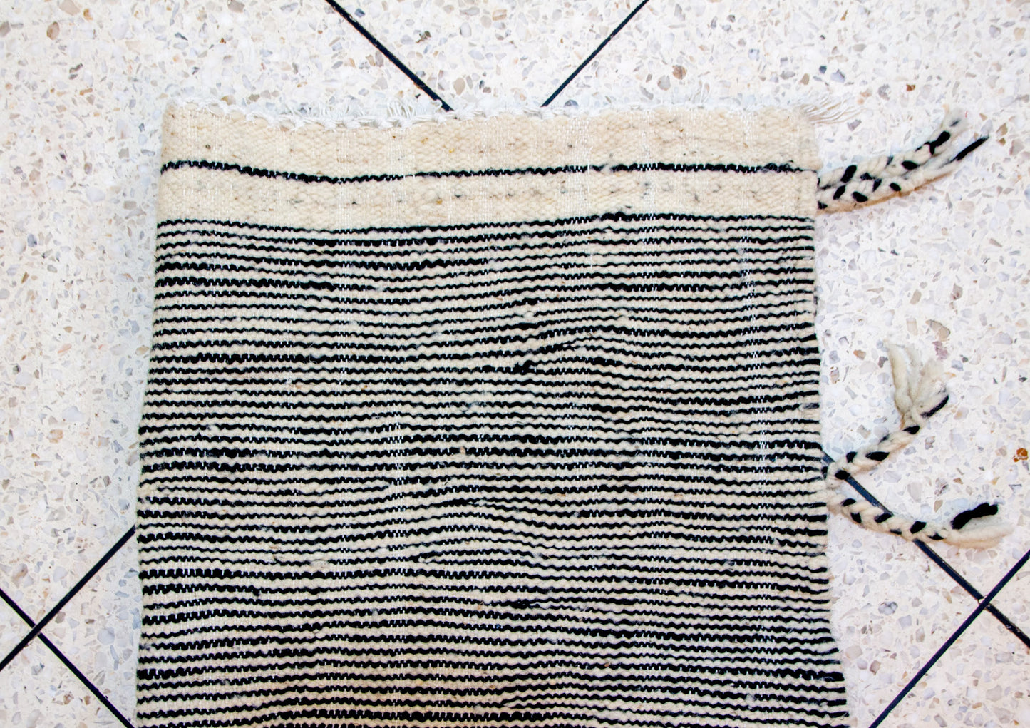 Zanafi Boujaad Kilim — Midnight Indigo Diagonal Panel Weave