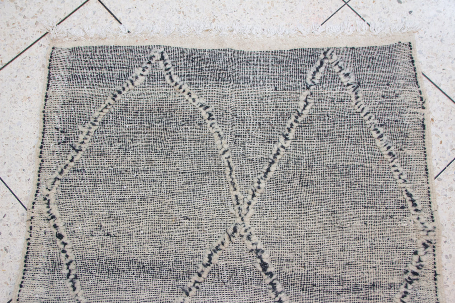 Zanafi Boujaad Kilim — Heathered Ink Diamond Lattice