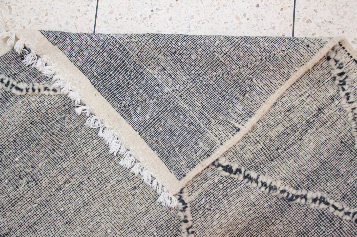 Zanafi Boujaad Kilim — Heathered Ink Diamond Lattice