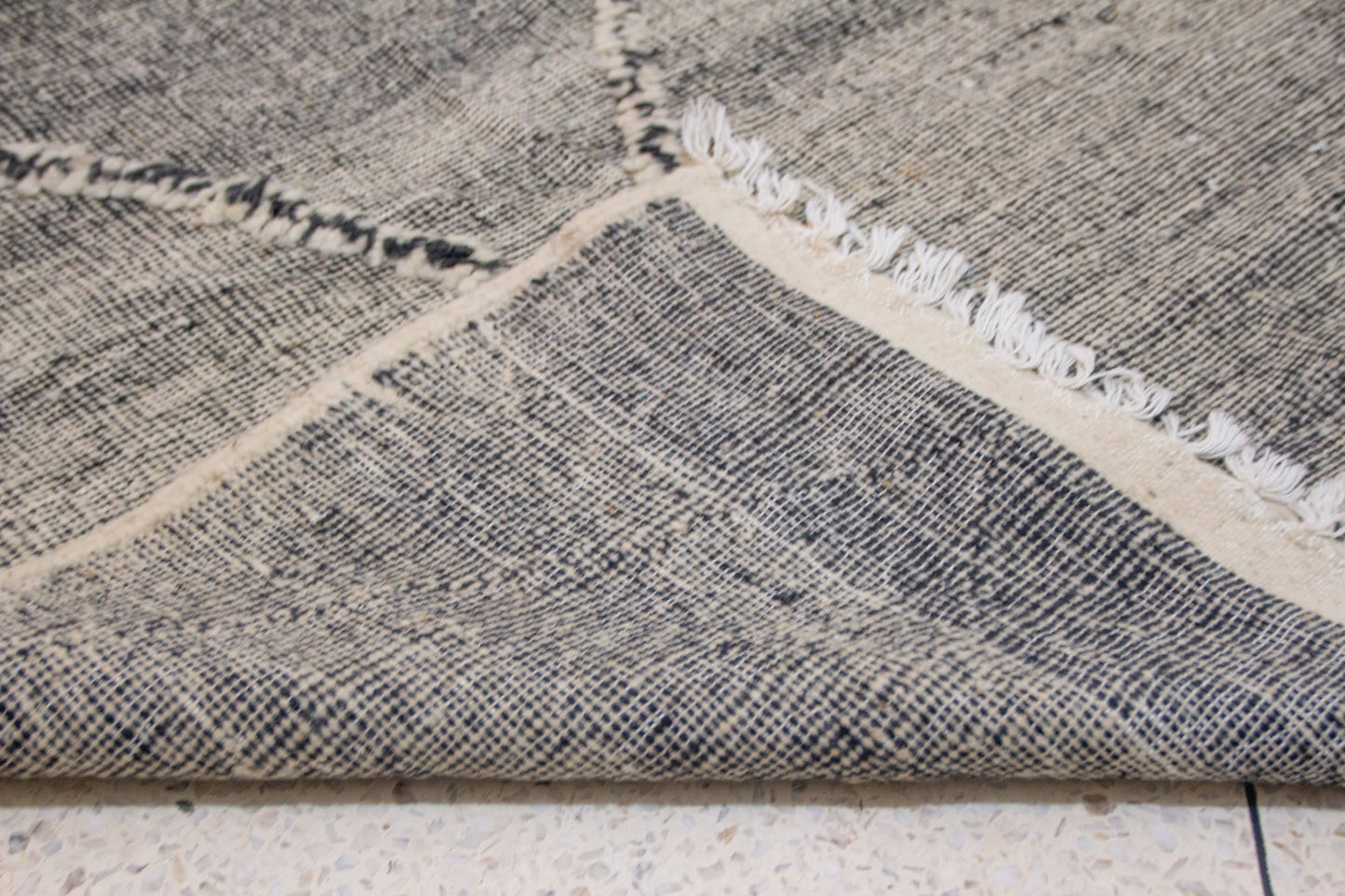 Zanafi Boujaad Kilim — Heathered Ink Diamond Lattice