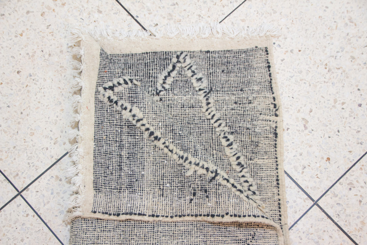 Zanafi Boujaad Kilim — Heathered Ink Diamond Lattice