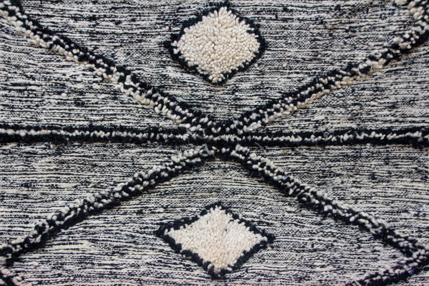 Zanafi Boujaad Runner — Heathered Stripe Kilim with Raised Diamond Medallions