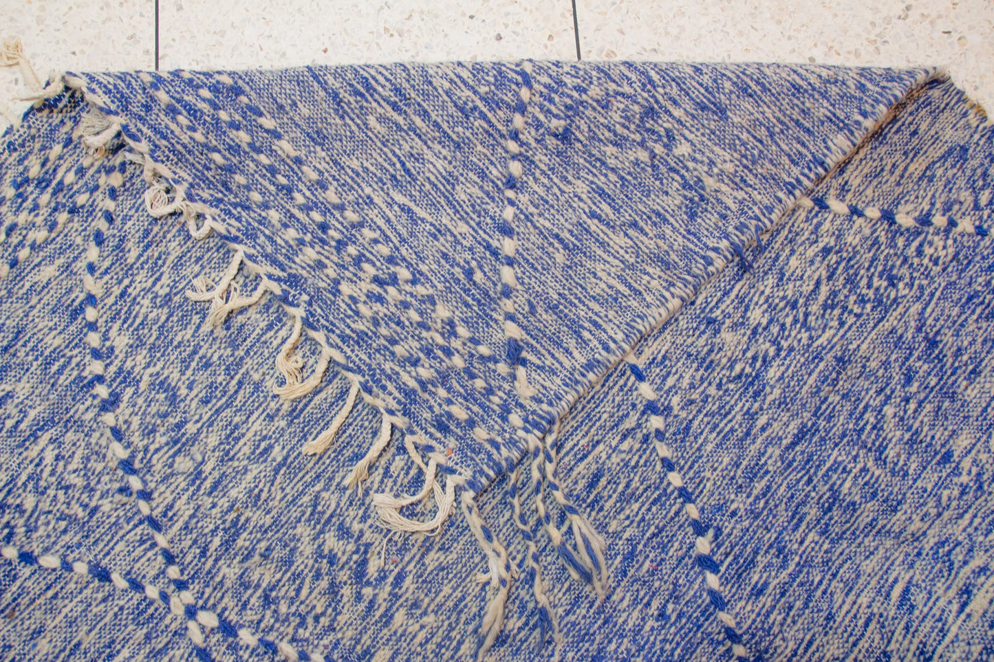 Zanafi Boujaad Kilim — Indigo Heathered Diamond Lattice