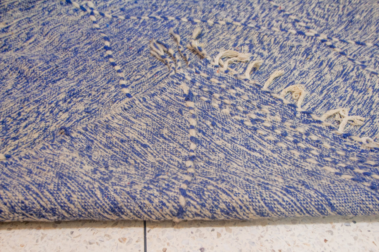 Zanafi Boujaad Kilim — Indigo Heathered Diamond Lattice
