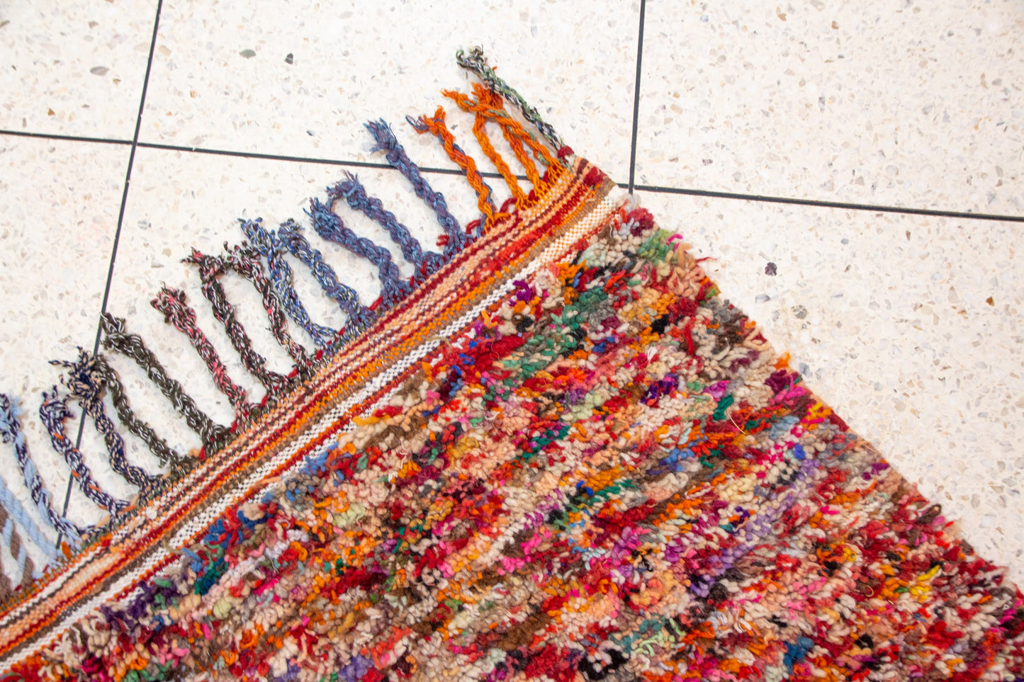 Boujaad Confetti Shag — Chromatic Mélange Pile with Tassel Fringe