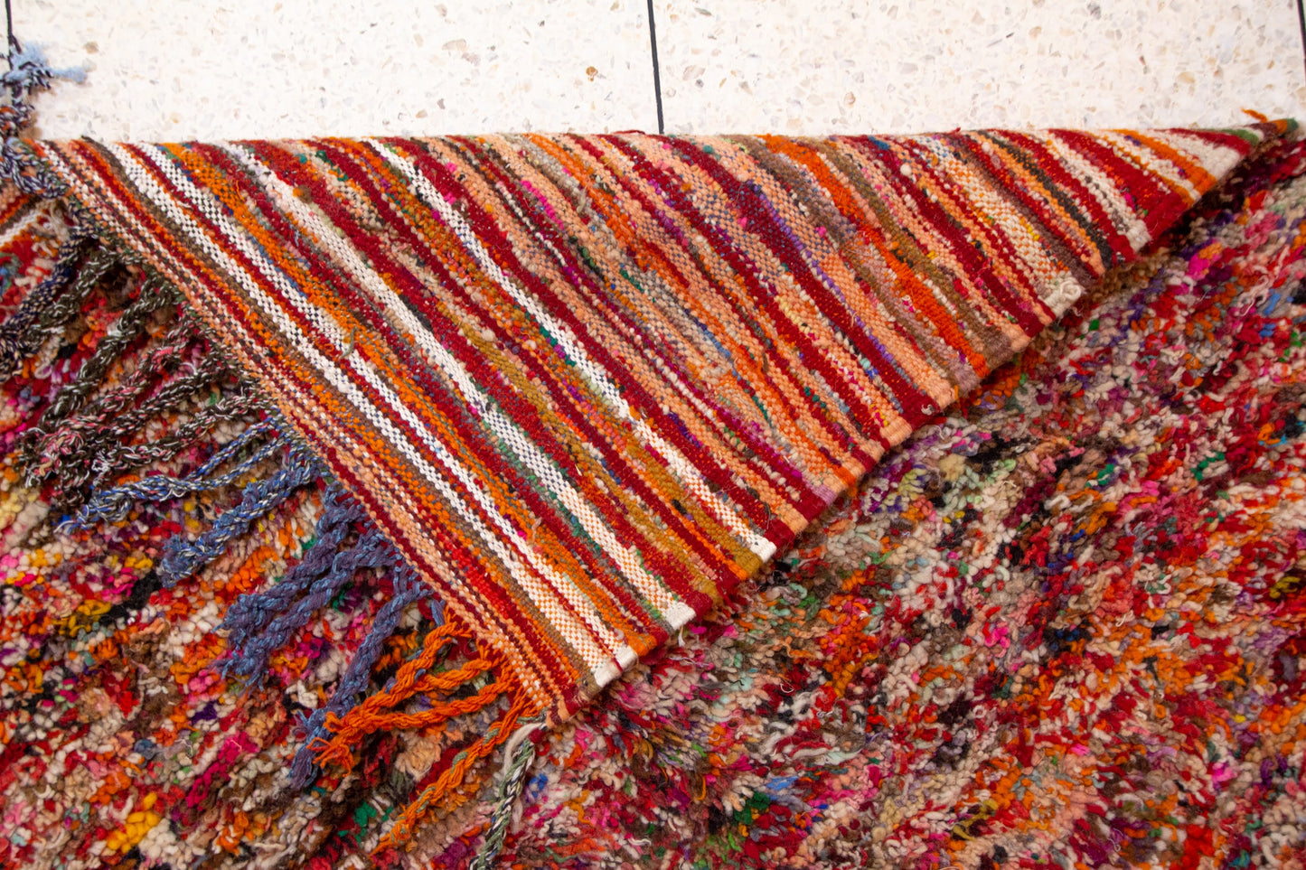 Boujaad Confetti Shag — Chromatic Mélange Pile with Tassel Fringe