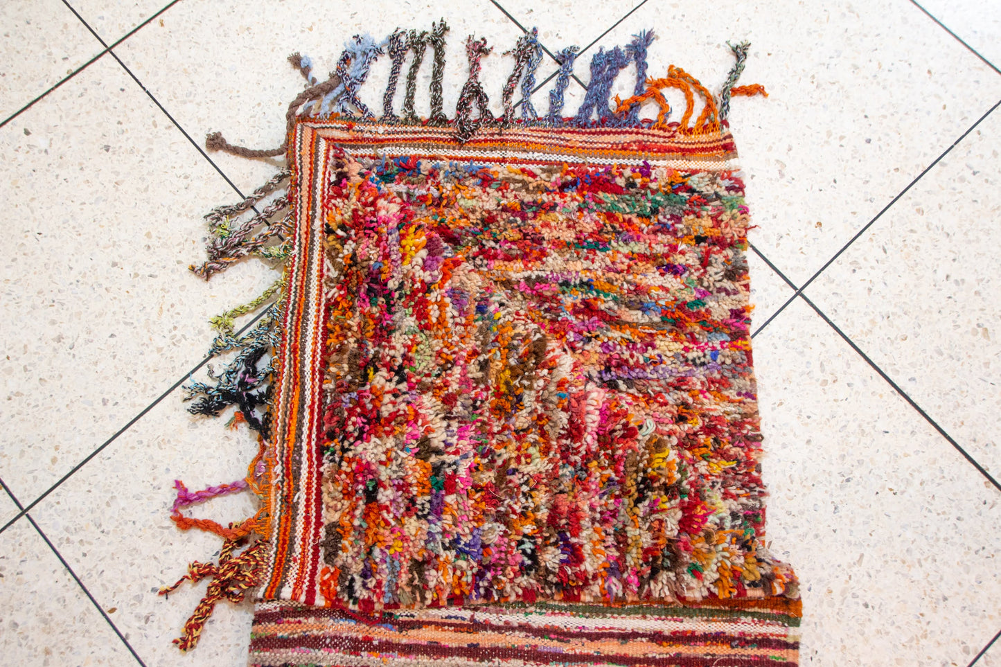 Boujaad Confetti Shag — Chromatic Mélange Pile with Tassel Fringe