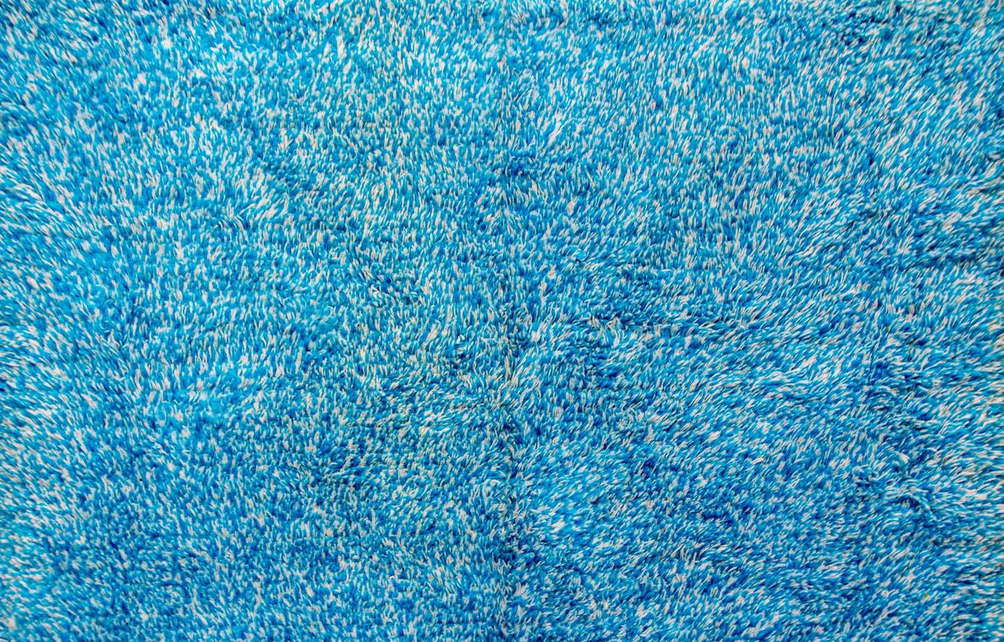 Boujaad Skyfield Shag — Azure Wool Pile with Natural Fringe