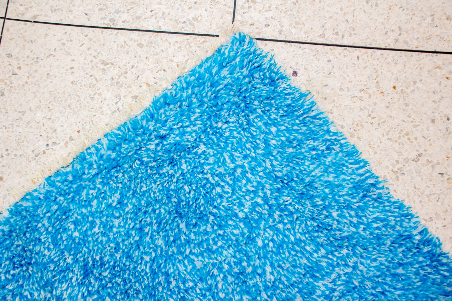 Boujaad Skyfield Shag — Azure Wool Pile with Natural Fringe