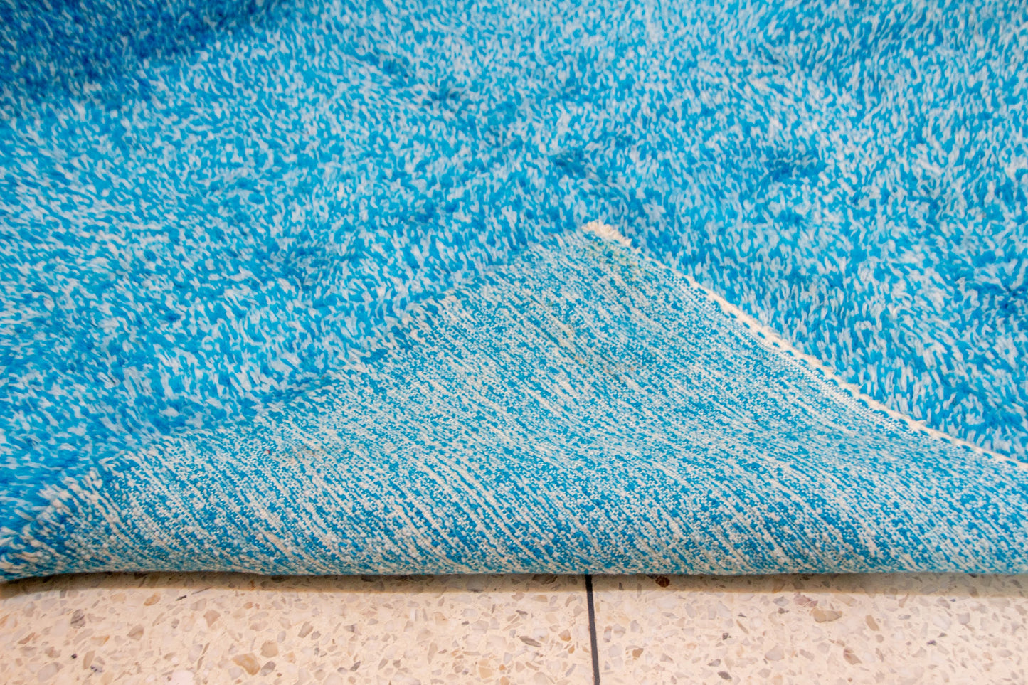 Boujaad Skyfield Shag — Azure Wool Pile with Natural Fringe