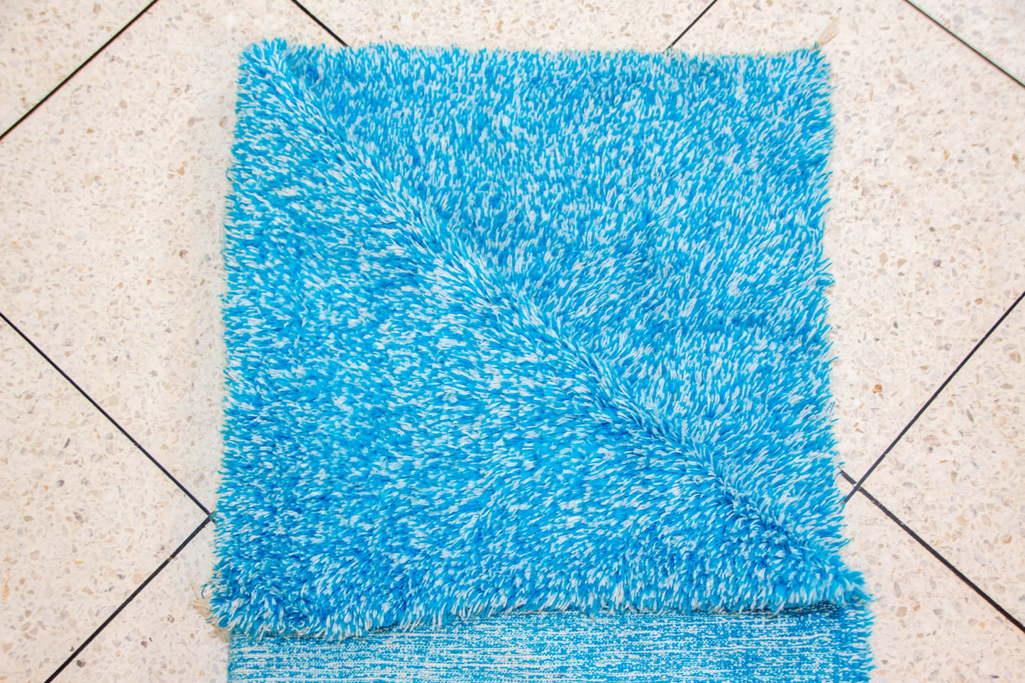 Boujaad Skyfield Shag — Azure Wool Pile with Natural Fringe
