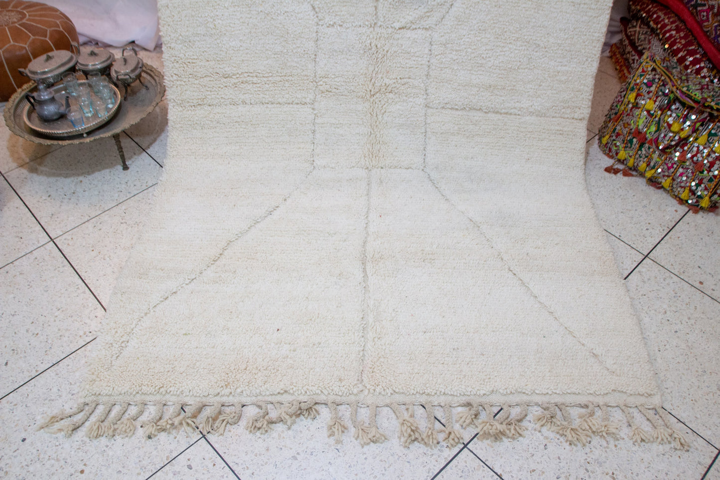 Beni Ourain Rug — Ivory “Ghost-Line” Geometry