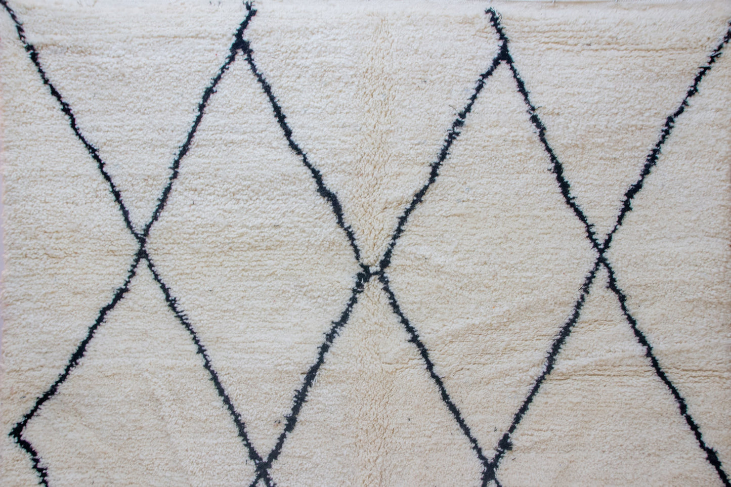 Beni Ourain Indigo Open Lattice — Ivory Wool