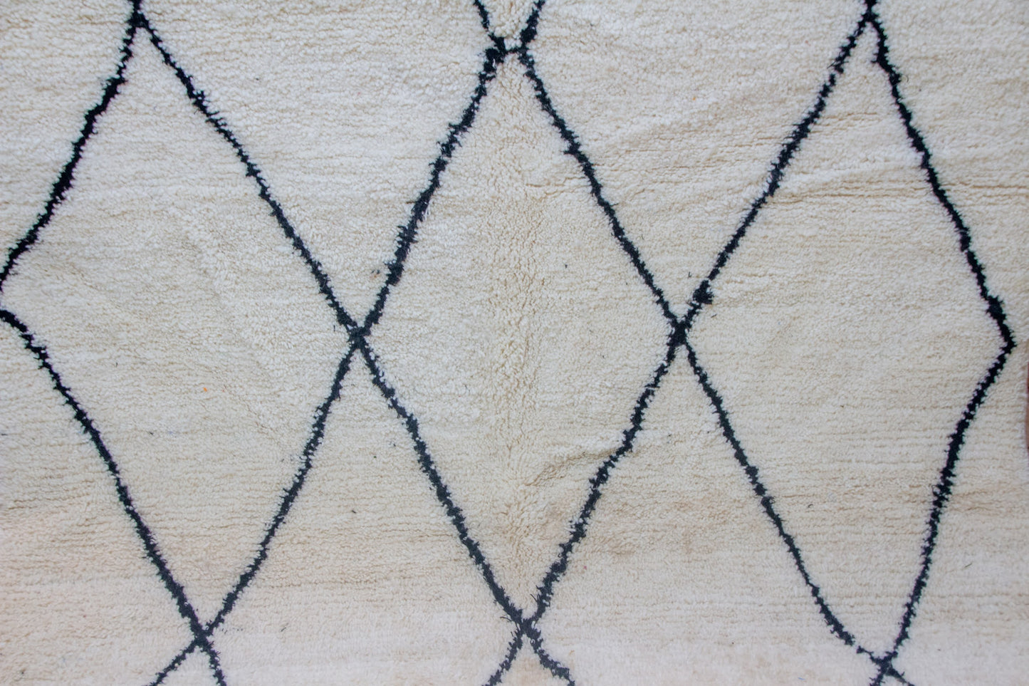 Beni Ourain Indigo Open Lattice — Ivory Wool