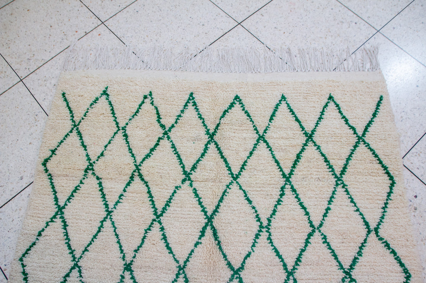 Beni Ourain Emerald Lattice — Ivory Wool