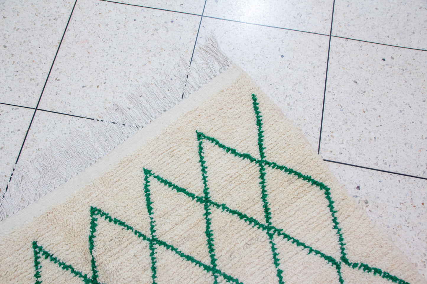 Beni Ourain Emerald Lattice — Ivory Wool
