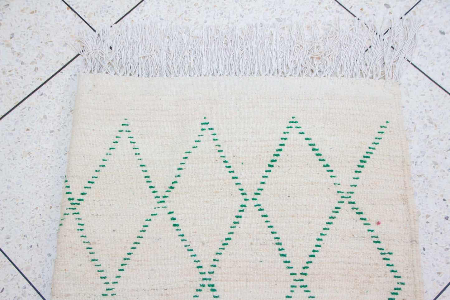 Beni Ourain Emerald Lattice — Ivory Wool