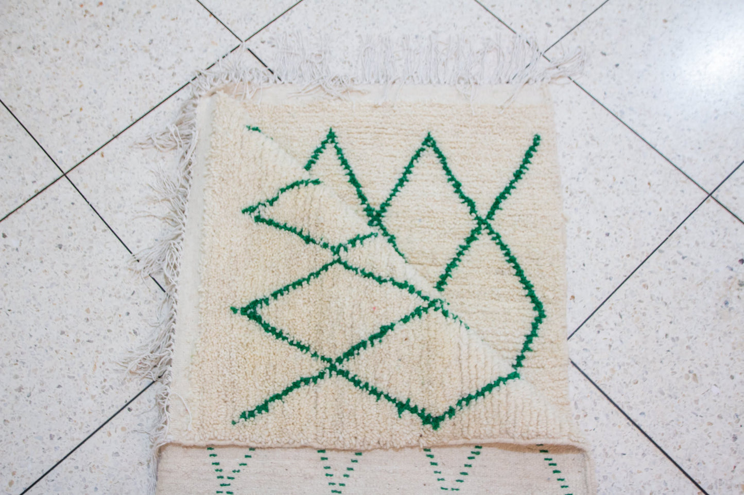 Beni Ourain Emerald Lattice — Ivory Wool