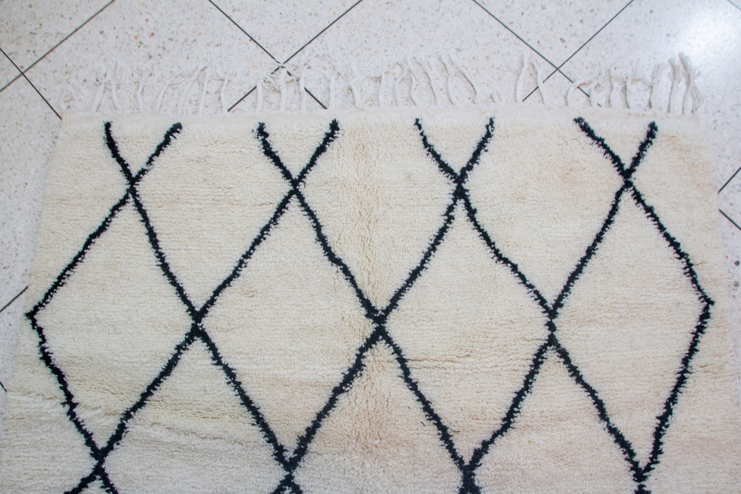 Beni Ourain Midnight Lattice — Ivory Wool