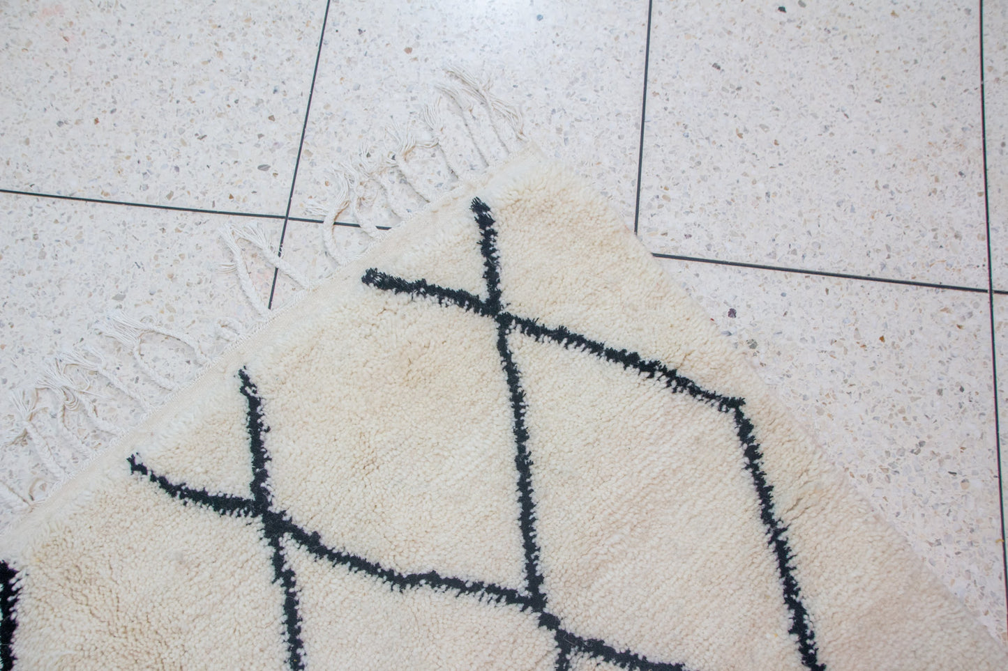 Beni Ourain Midnight Lattice — Ivory Wool
