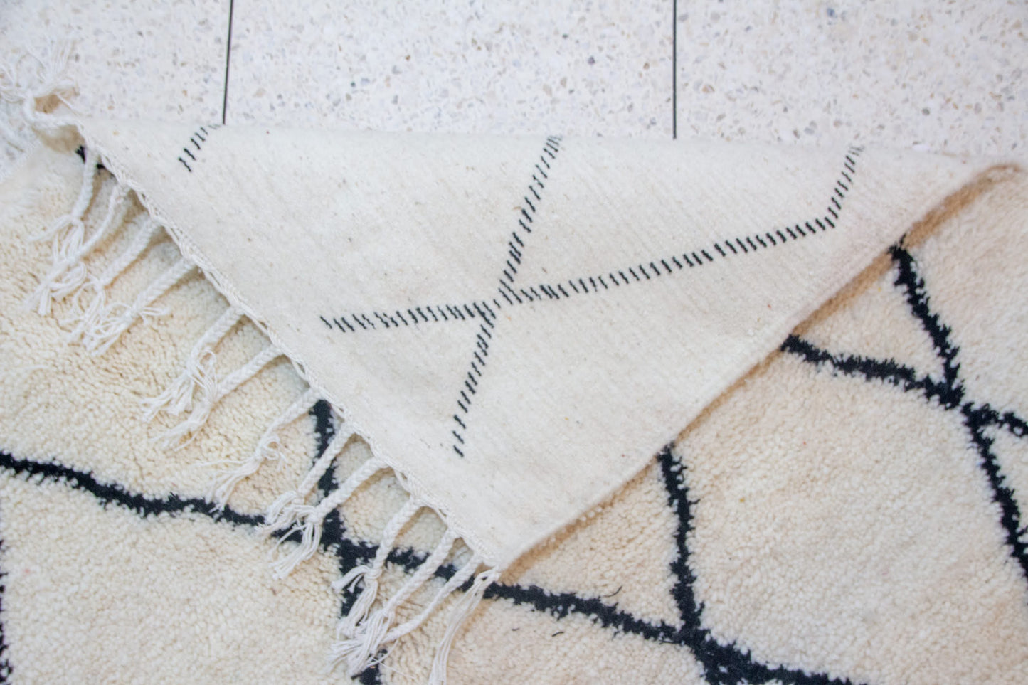 Beni Ourain Midnight Lattice — Ivory Wool
