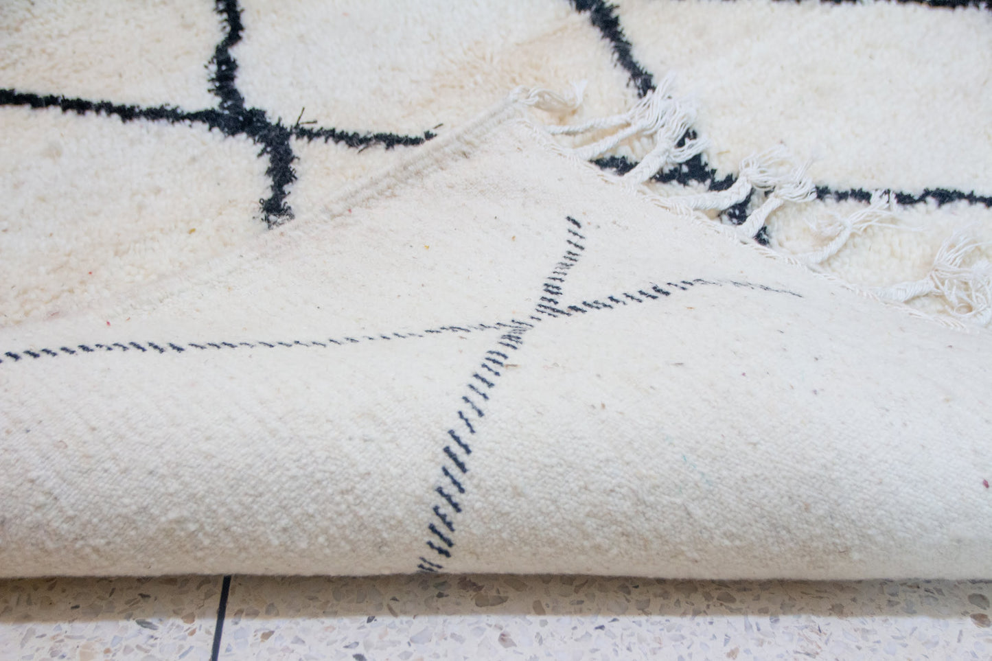 Beni Ourain Midnight Lattice — Ivory Wool