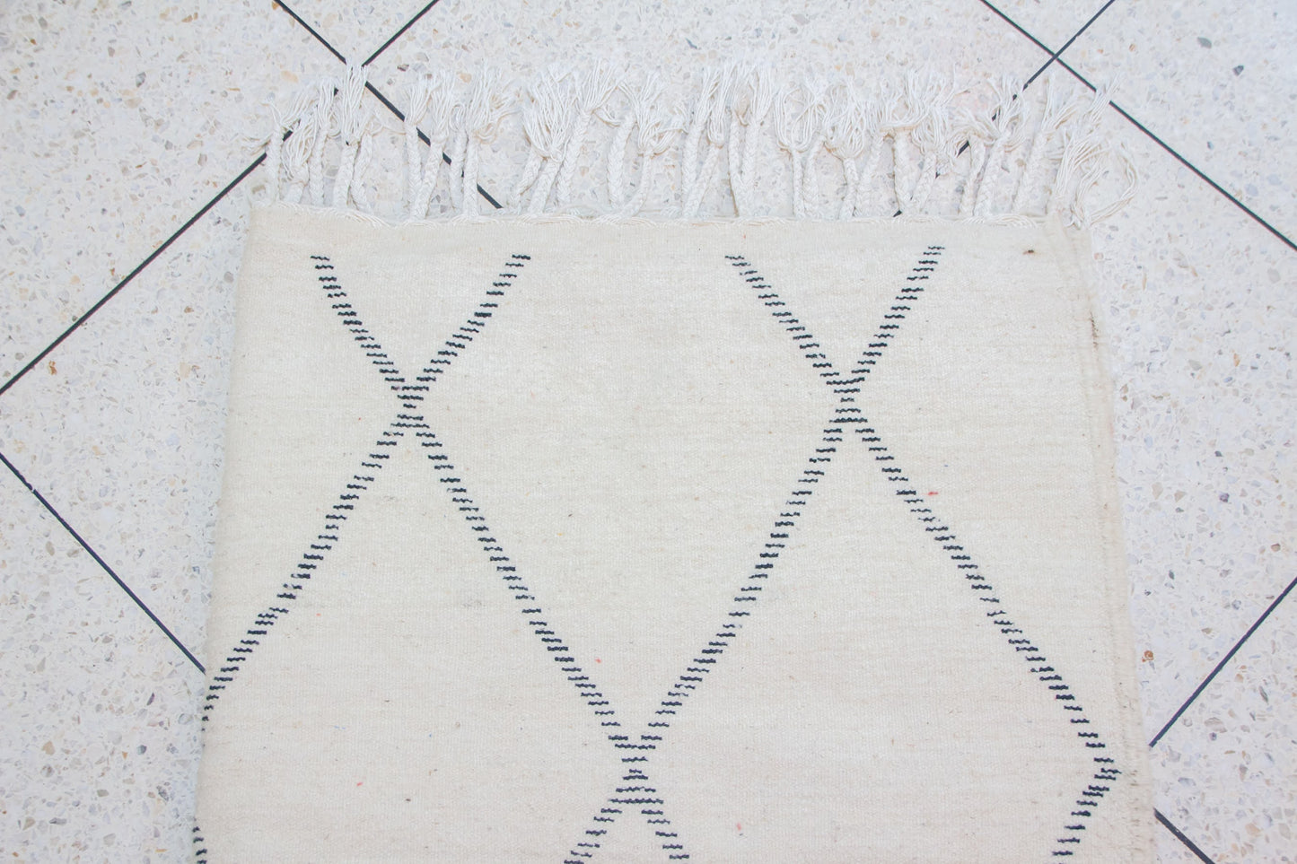 Beni Ourain Midnight Lattice — Ivory Wool