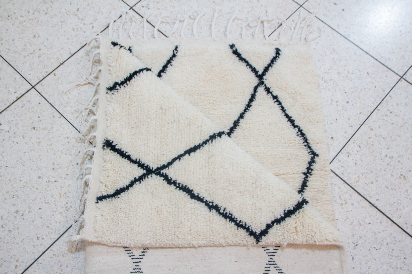 Beni Ourain Midnight Lattice — Ivory Wool