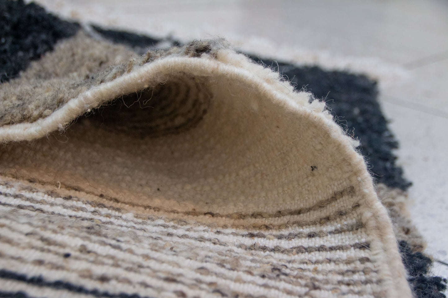Azilal Abstract Atlas — Ivory Wool with Earth and Ink Geometry