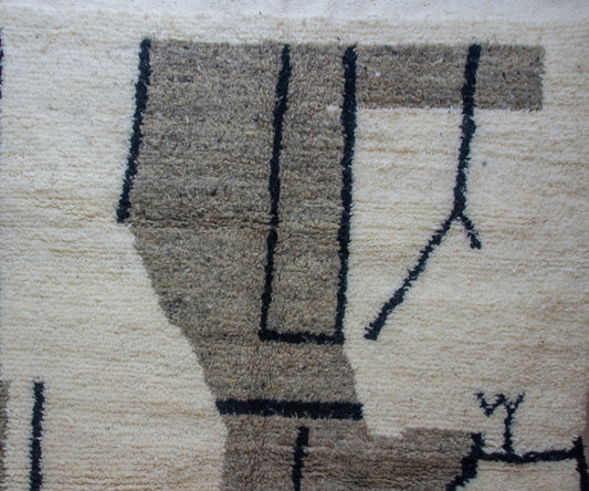 Azilal Abstract Atlas — Ivory Wool with Earth and Ink Geometry