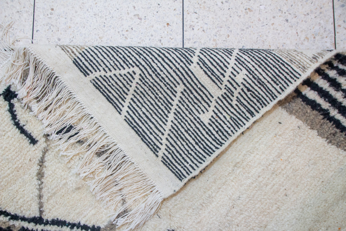 Azilal Abstract Atlas — Ivory Wool with Earth and Ink Geometry
