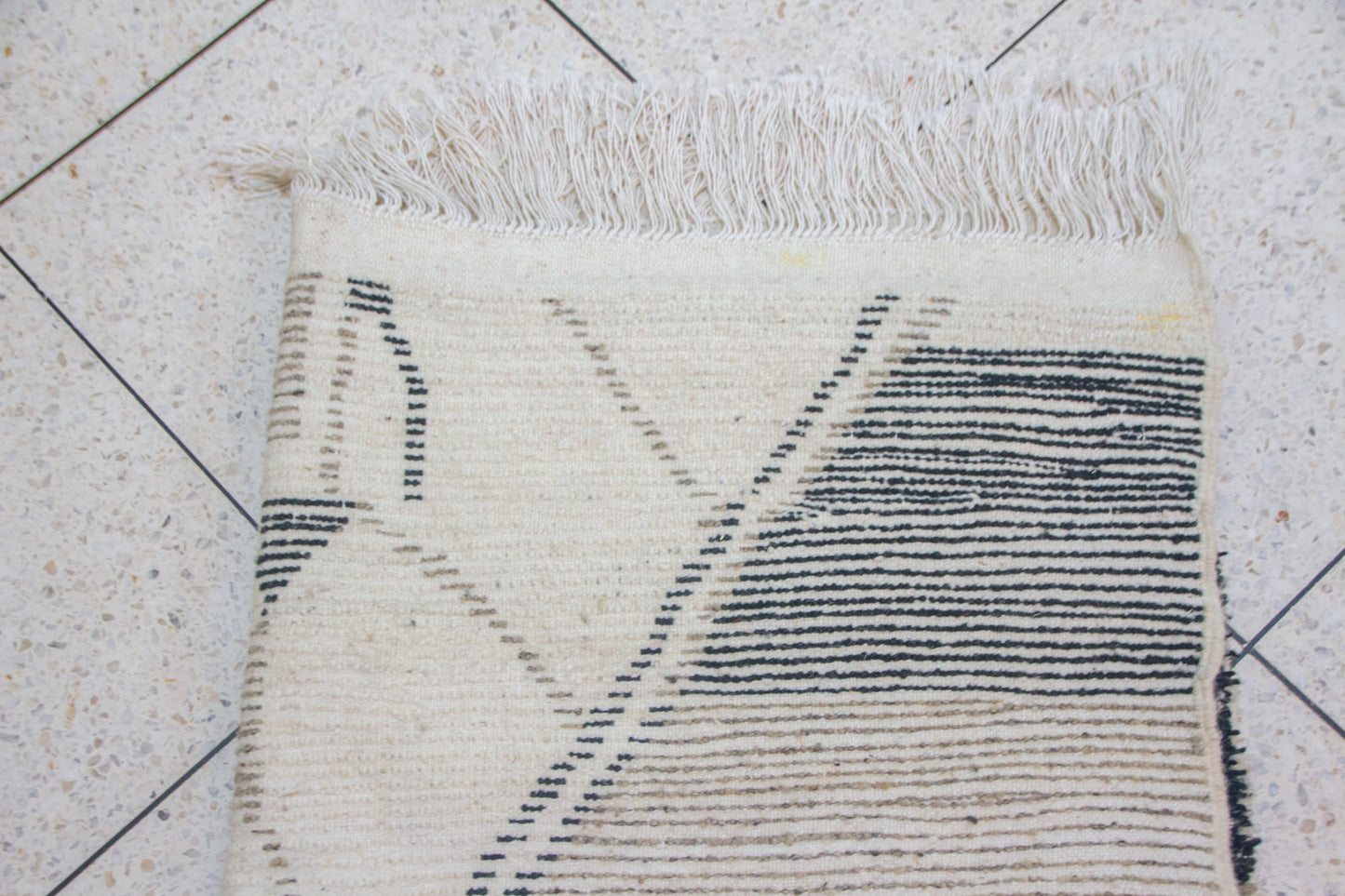 Azilal Abstract Atlas — Ivory Wool with Earth and Ink Geometry