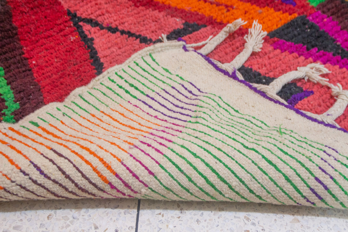 Boujaad Electric Geometry — Magenta, Saffron & Emerald Wool