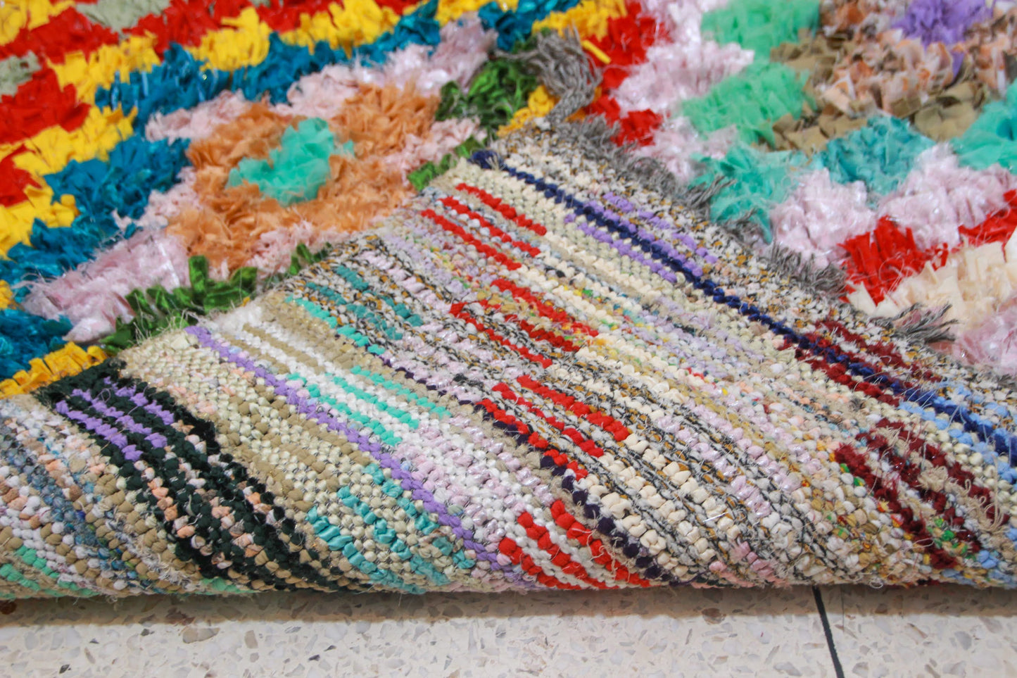 Boucherouite Prism Mosaic — Multicolor Reclaimed-Fabric Runner