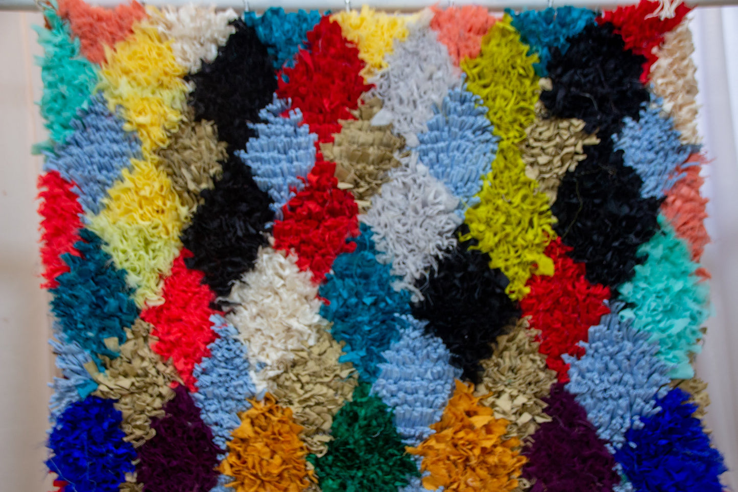 Boucherouite Harlequin Diamonds — Multicolor Reclaimed-Fabric Runner